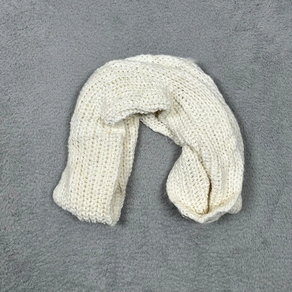 Abercrombie & Fitch Cream Chunky Ribbed Knit Infinity‎ Loop Scarf Wool Blend